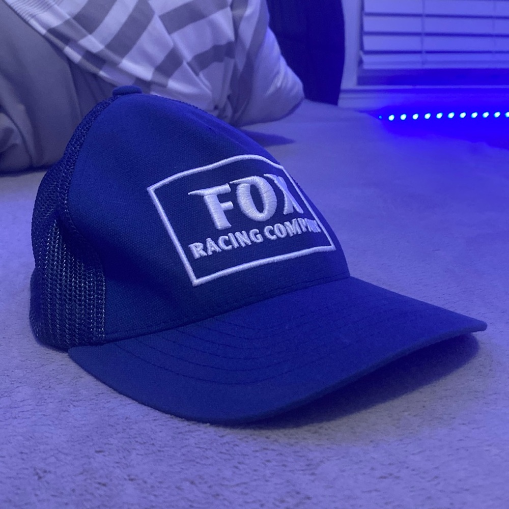 FOX Racing Company navy embroidered cap white mesh flexible fit